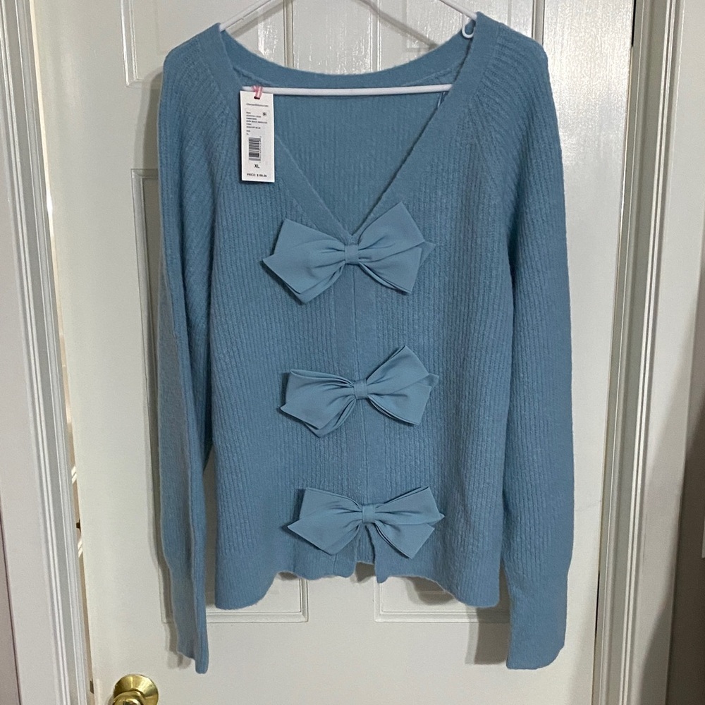 Vineyard Vines Seacliff Blue Bow Back Sweater XL NWT